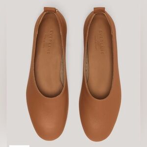 Everlane Cognac Leather Slip-On Ballet Flats